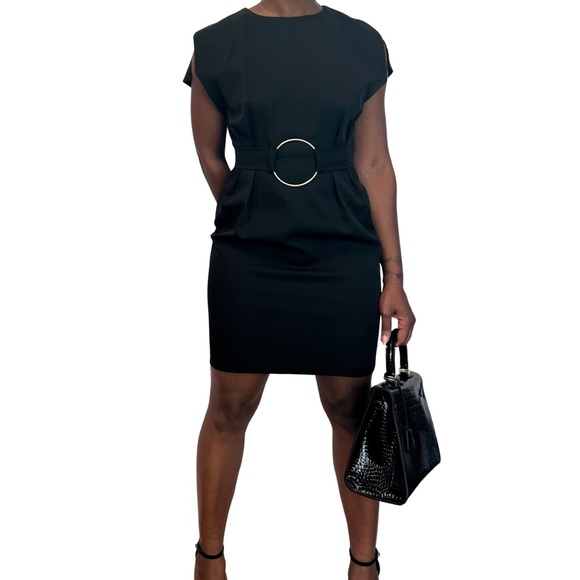 Black Dress with Cinched Waist - Picture 6 of 10